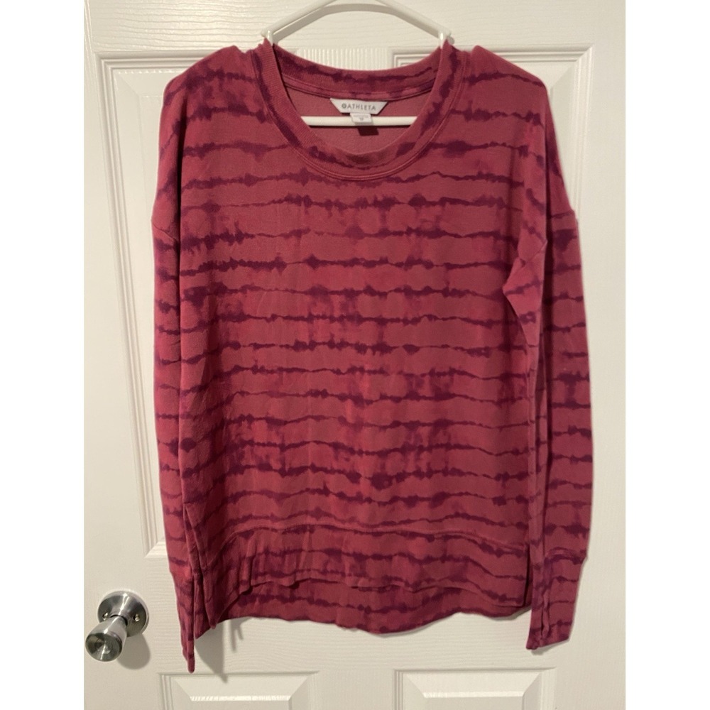 Athleta Coaster Luxe Women's Fleece Pullover Crewneck Lightweight Striped XS